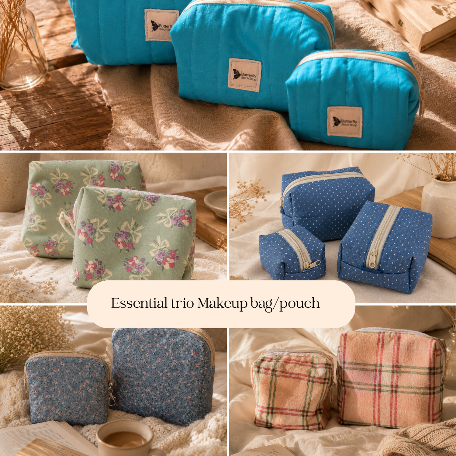 Essential trio Makeup bag/pouch