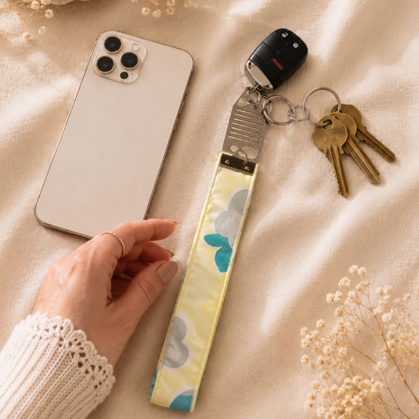 Handmade Quilted Coordinating Wristlet Keychain