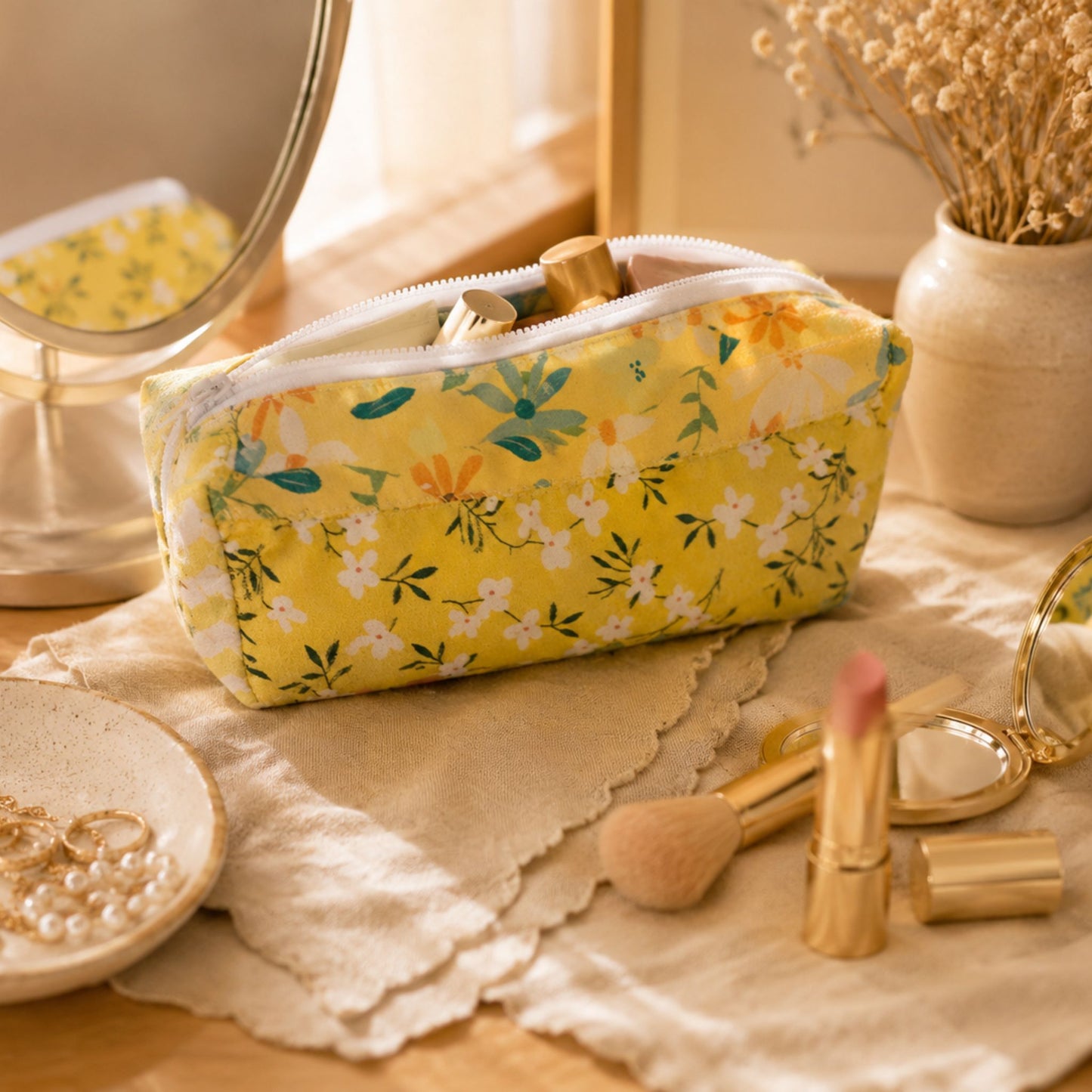 Handmade Quilted Coordinating Makeup Bag