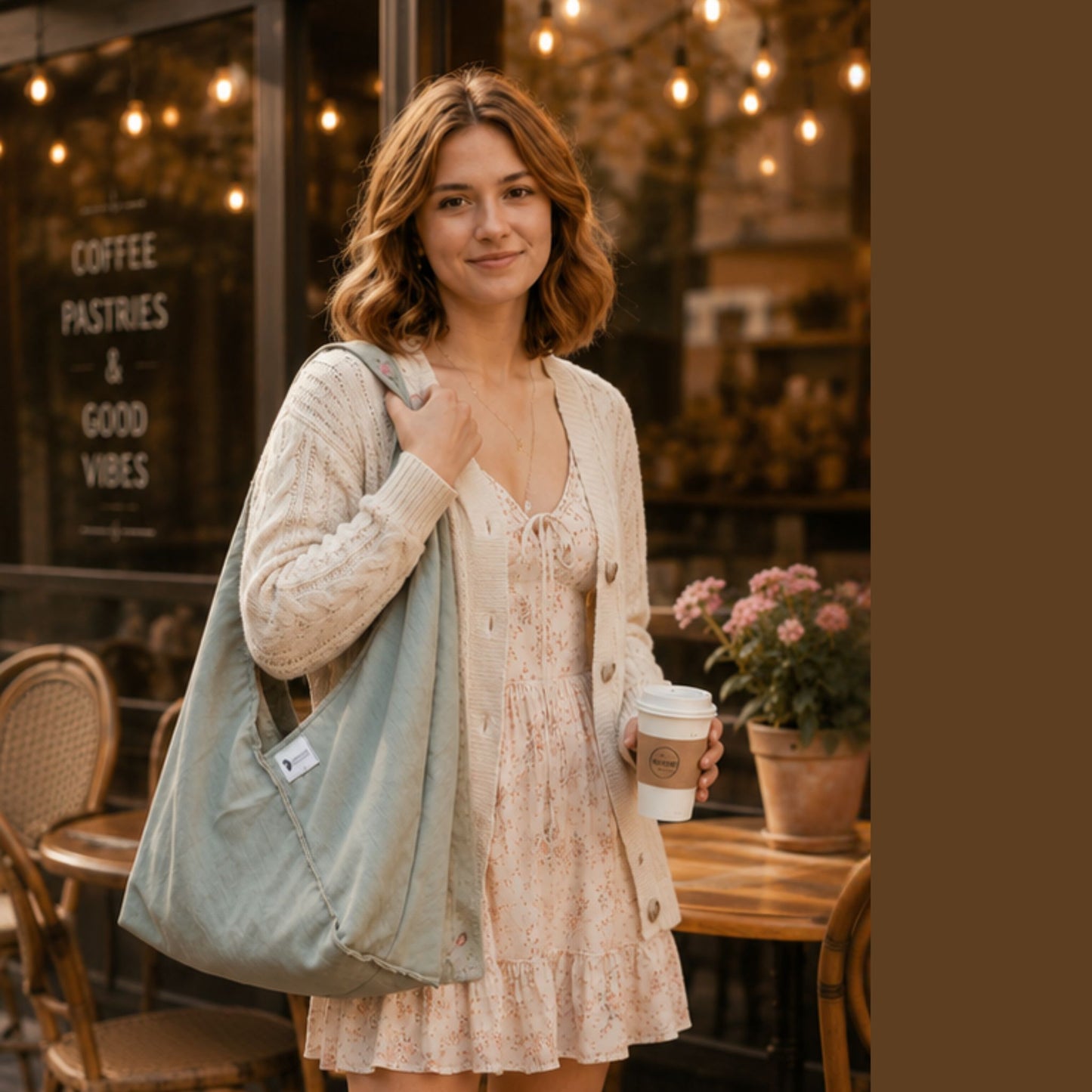 Slouch Hobo Tote Bag – Reversible Minimalist Jade Green Tote Bag, Gift for Her Birthday