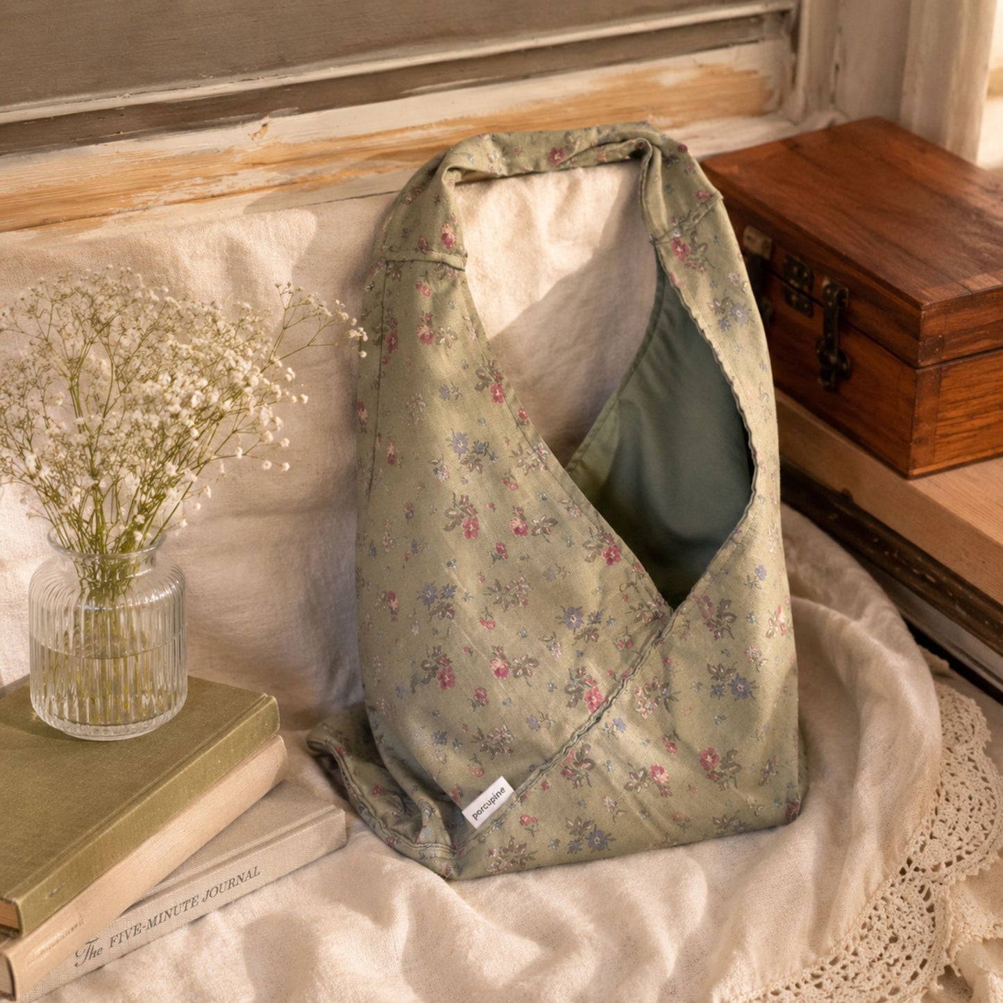 Slouch Hobo Tote Bag – Reversible Minimalist Jade Green Tote Bag, Gift for Her Birthday