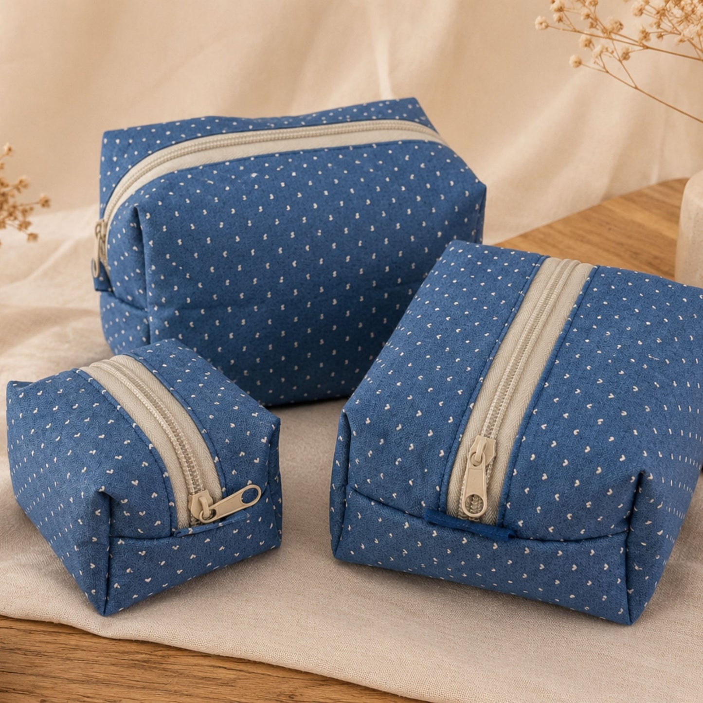 Fabric Makeup Bag – Handmade Cosmetic Travel Pouch & Toiletry Organizer for Women