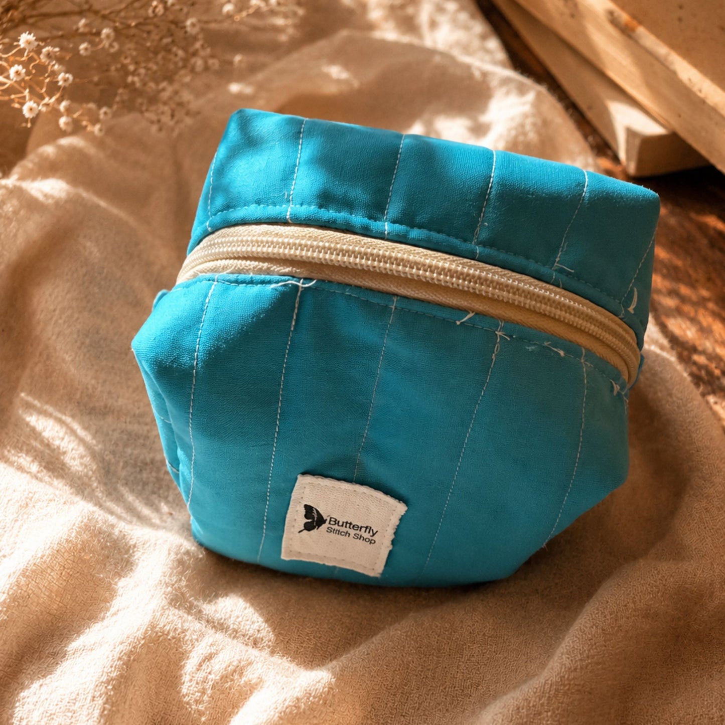 Handmade Quilted Makeup Bag Set (3 Sizes) – Wide-Open Cosmetic Organizer with Compartments – Travel & Everyday Use