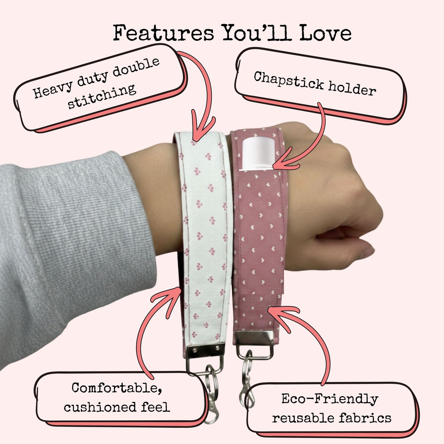 Handmade Fabric Keychain – Cotton Key Ring Accessory, Gift for Women