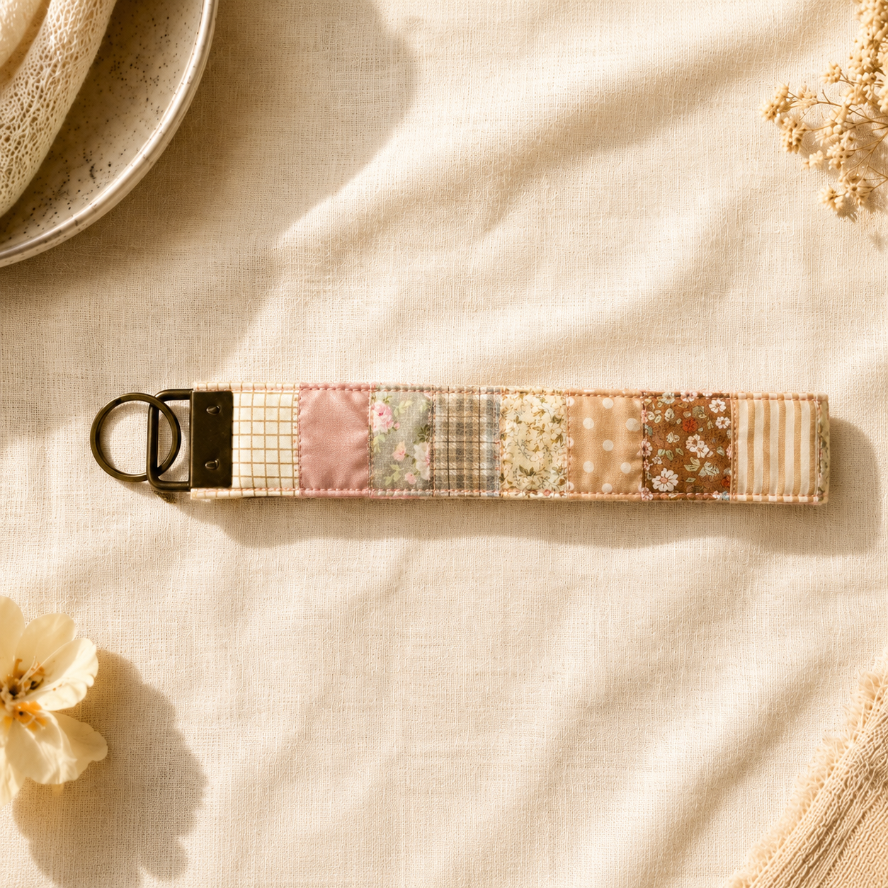 Handmade Quilted Coordinating Wristlet Keychain